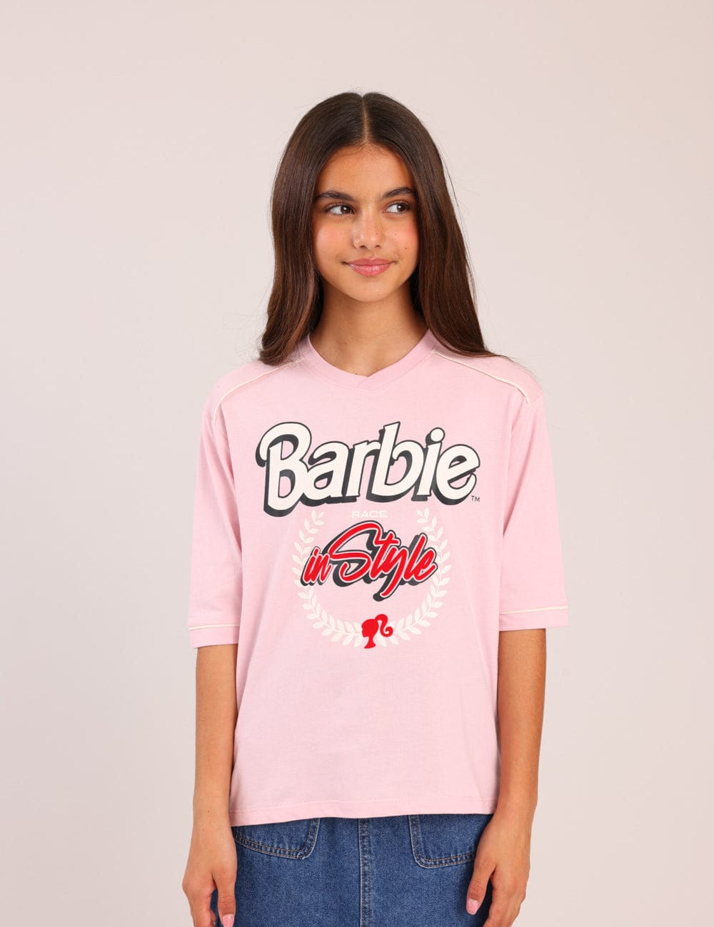 FOX בנות חולצה קצרה חולצה ממותגת ברבי חולצה ממותגת ברבי