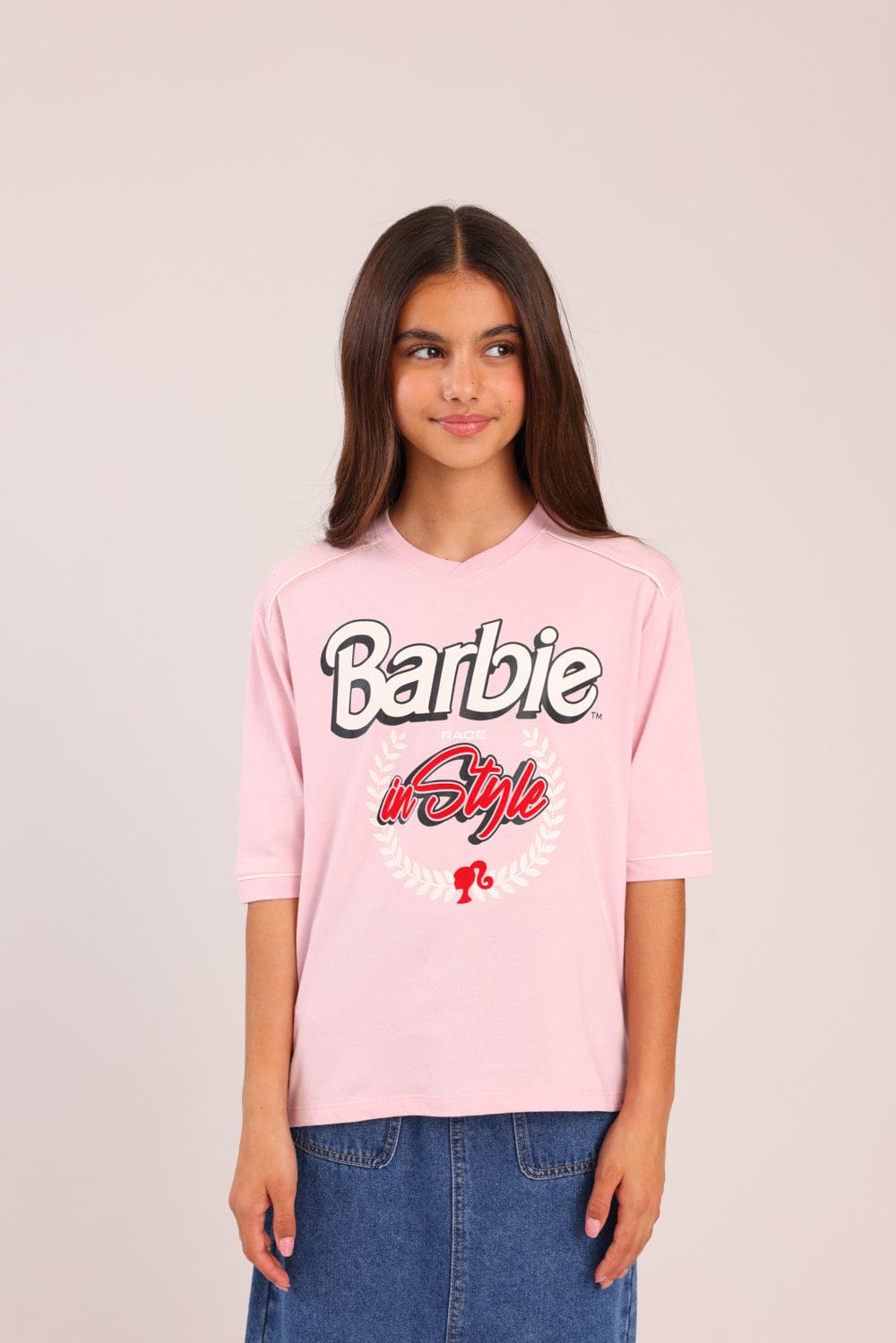 FOX בנות חולצה קצרה חולצה ממותגת ברבי חולצה ממותגת ברבי