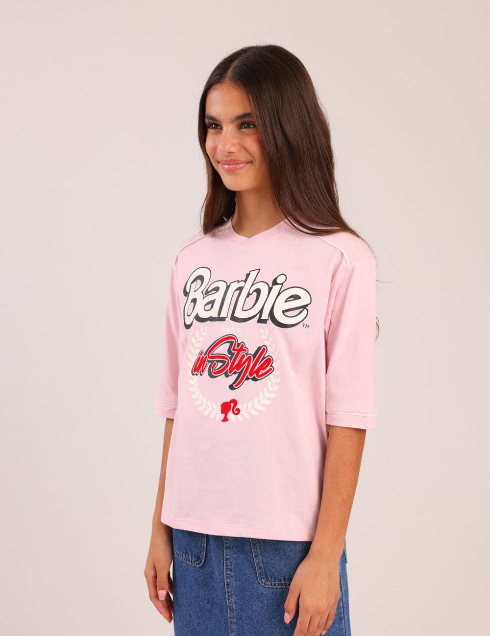 FOX בנות חולצה קצרה חולצה ממותגת ברבי חולצה ממותגת ברבי