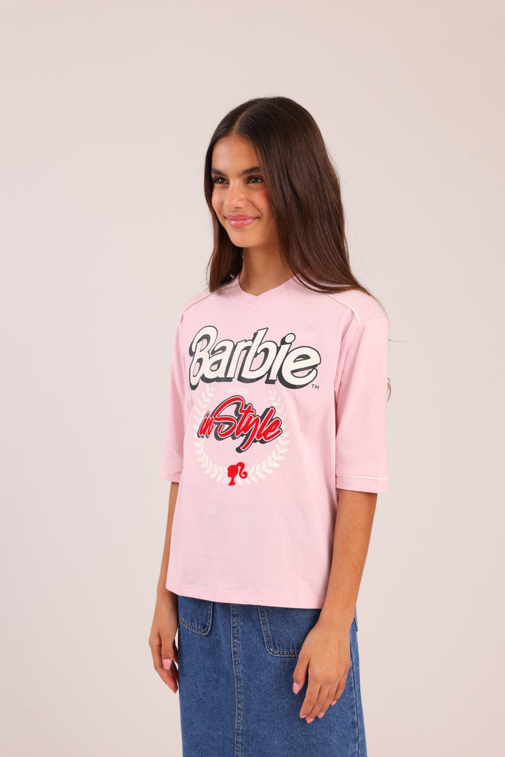 FOX בנות חולצה קצרה חולצה ממותגת ברבי חולצה ממותגת ברבי