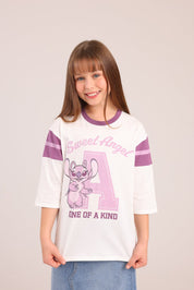 FOX בנות חולצה קצרה חולצה ממותגת סטיץ' דיסני חולצה ממותגת סטיץ' דיסני