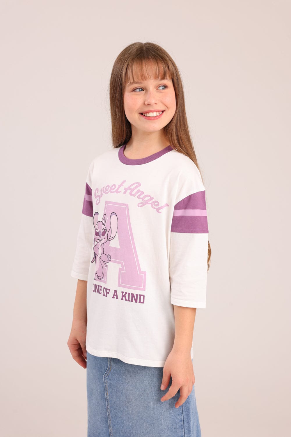 FOX בנות חולצה קצרה חולצה ממותגת סטיץ' דיסני חולצה ממותגת סטיץ' דיסני