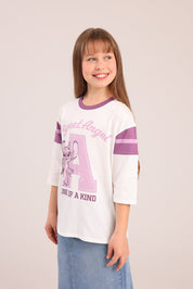 FOX בנות חולצה קצרה חולצה ממותגת סטיץ' דיסני חולצה ממותגת סטיץ' דיסני