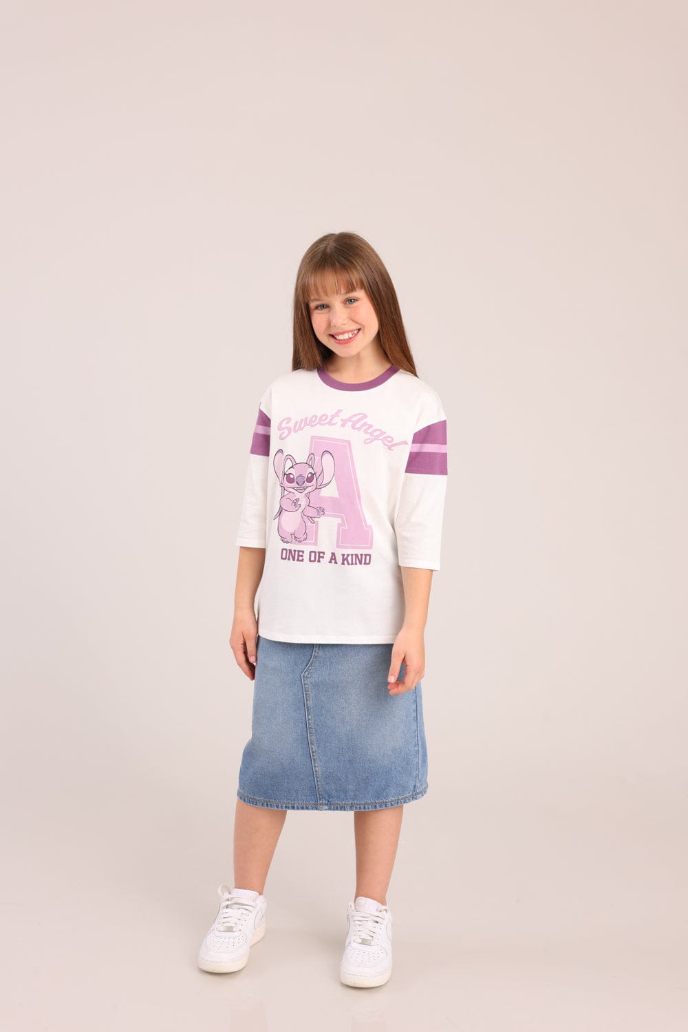 FOX בנות חולצה קצרה חולצה ממותגת סטיץ' דיסני חולצה ממותגת סטיץ' דיסני