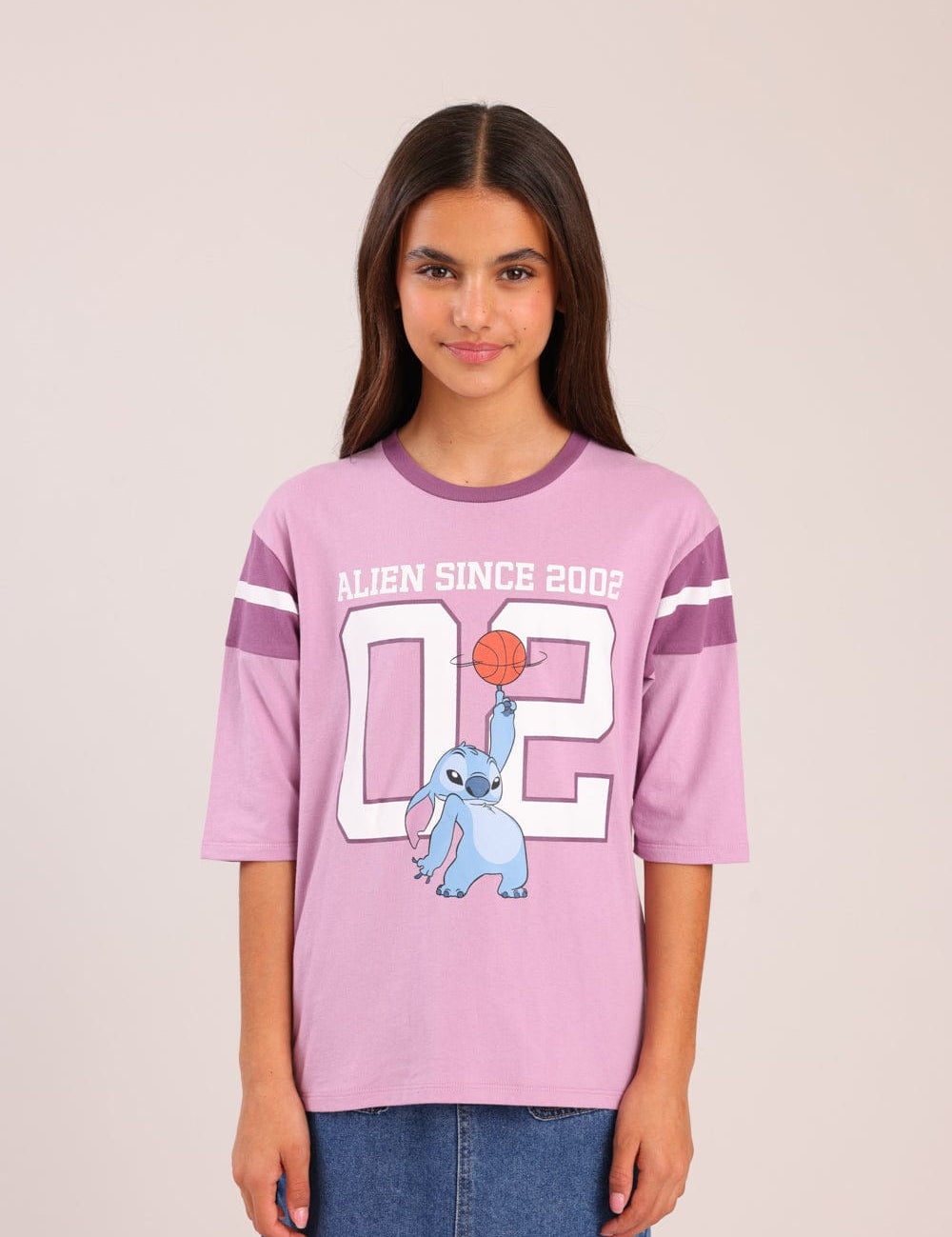 FOX בנות חולצה קצרה חולצה ממותגת דיסני סטיץ' חולצה ממותגת דיסני סטיץ'