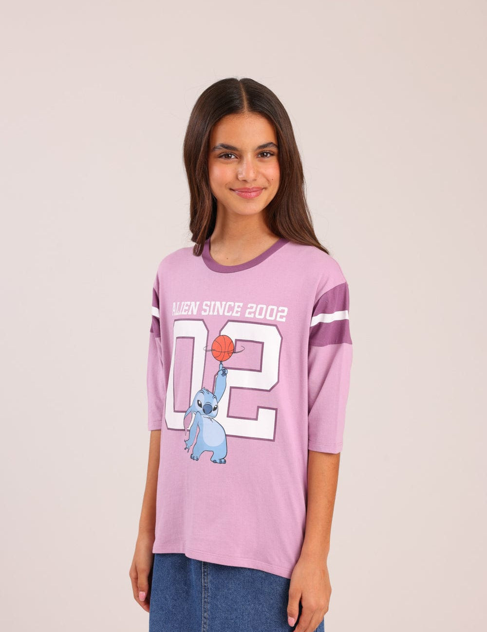 FOX בנות חולצה קצרה חולצה ממותגת דיסני סטיץ' חולצה ממותגת דיסני סטיץ'