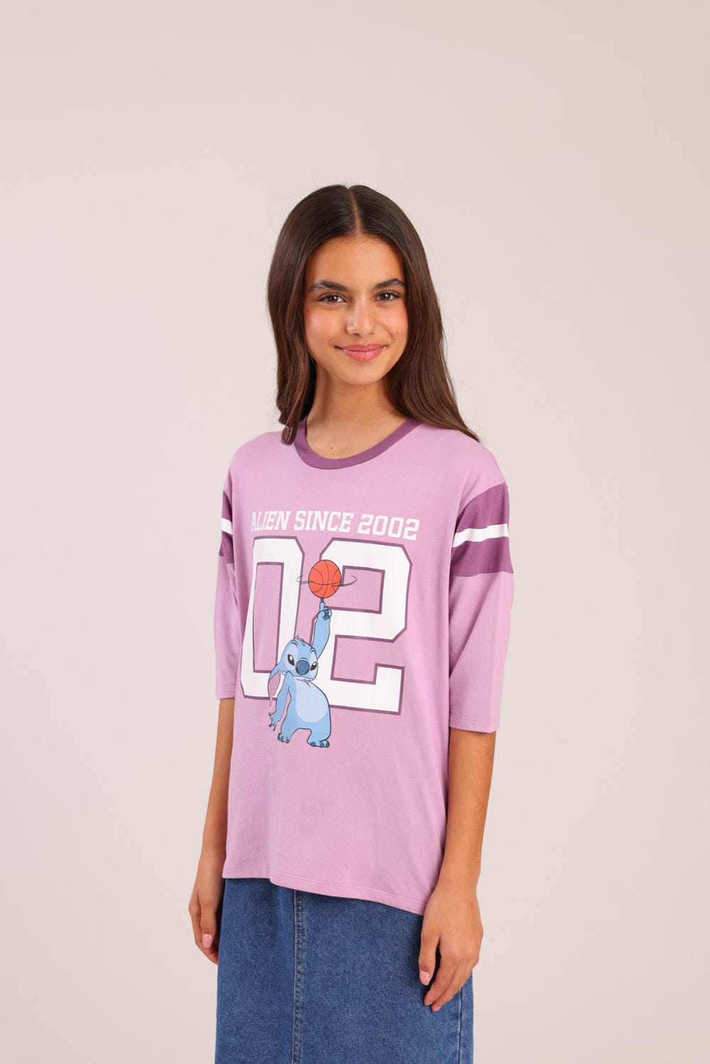 FOX בנות חולצה קצרה חולצה ממותגת דיסני סטיץ' חולצה ממותגת דיסני סטיץ'