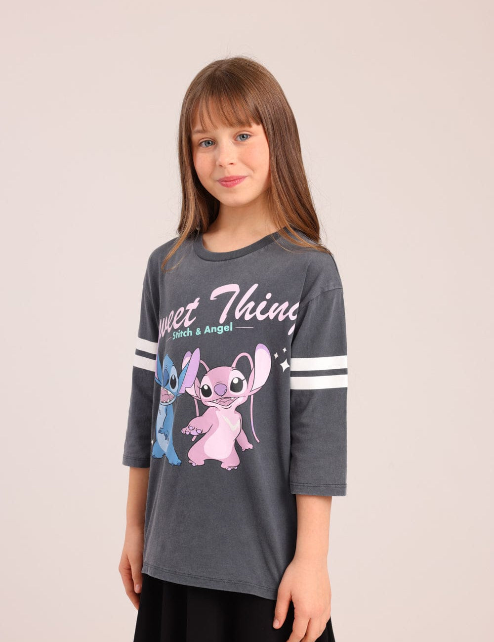 FOX בנות חולצה קצרה חולצה ממותגת סטיץ' דיסני חולצה ממותגת סטיץ' דיסני