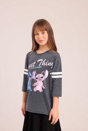 FOX בנות חולצה קצרה חולצה ממותגת סטיץ' דיסני חולצה ממותגת סטיץ' דיסני