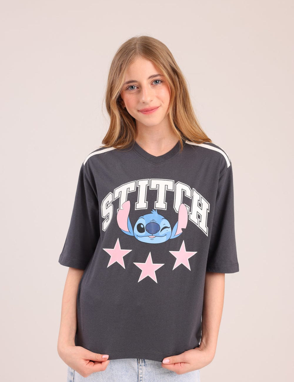 FOX בנות חולצה קצרה חולצה ממותגת סטיץ' דיסני חולצה ממותגת סטיץ' דיסני