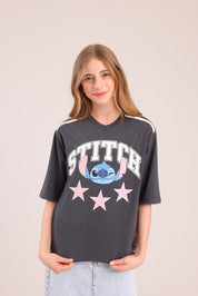 FOX בנות חולצה קצרה חולצה ממותגת סטיץ' דיסני חולצה ממותגת סטיץ' דיסני