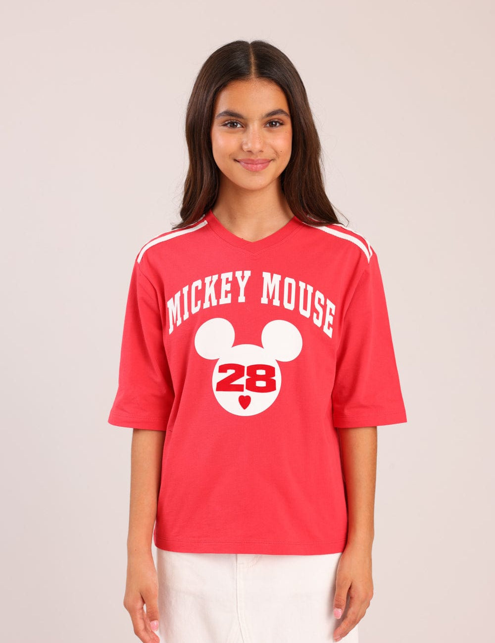 FOX בנות חולצה קצרה חולצה ממותגת מיקי מאוס דיסני חולצה ממותגת מיקי מאוס דיסני