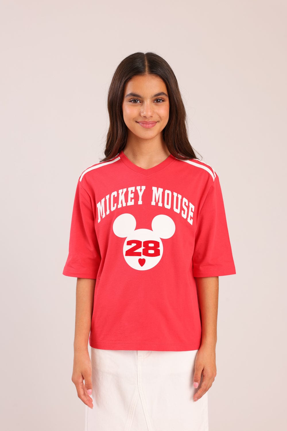 FOX בנות חולצה קצרה חולצה ממותגת מיקי מאוס דיסני חולצה ממותגת מיקי מאוס דיסני