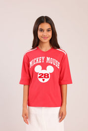 FOX בנות חולצה קצרה חולצה ממותגת מיקי מאוס דיסני חולצה ממותגת מיקי מאוס דיסני