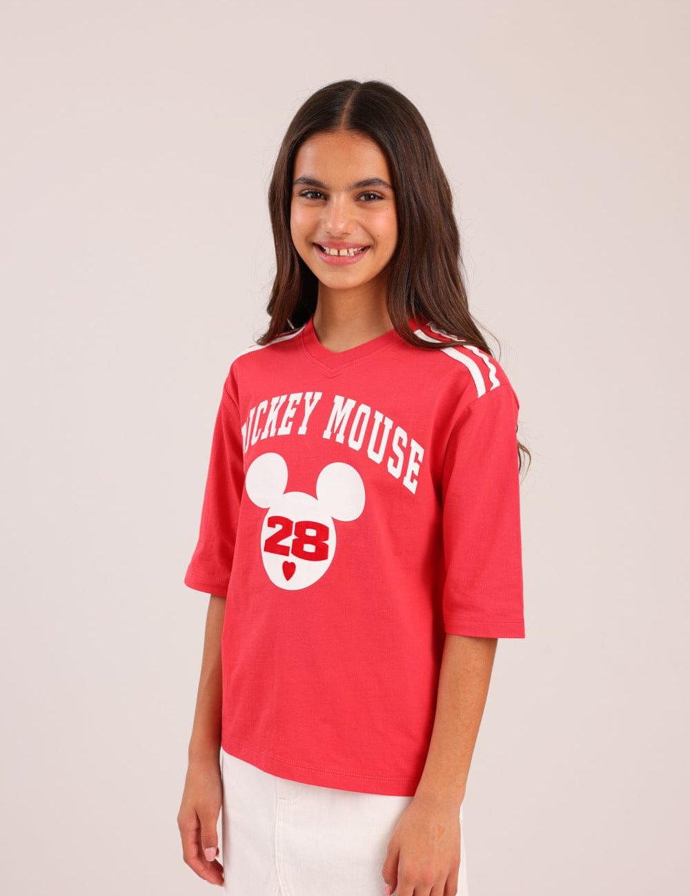 FOX בנות חולצה קצרה חולצה ממותגת מיקי מאוס דיסני חולצה ממותגת מיקי מאוס דיסני