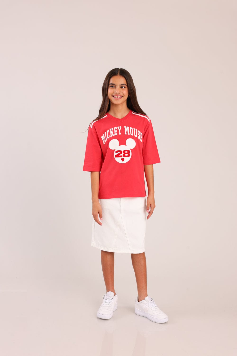 FOX בנות חולצה קצרה חולצה ממותגת מיקי מאוס דיסני חולצה ממותגת מיקי מאוס דיסני