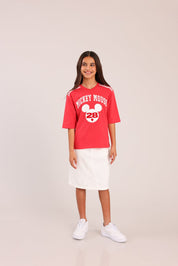 FOX בנות חולצה קצרה חולצה ממותגת מיקי מאוס דיסני חולצה ממותגת מיקי מאוס דיסני