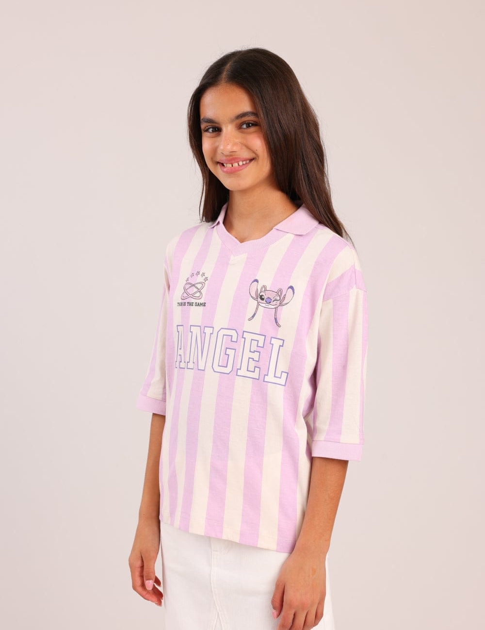 FOX בנות חולצה קצרה חולצה ממותגת סטיץ' דיסני חולצה ממותגת סטיץ' דיסני