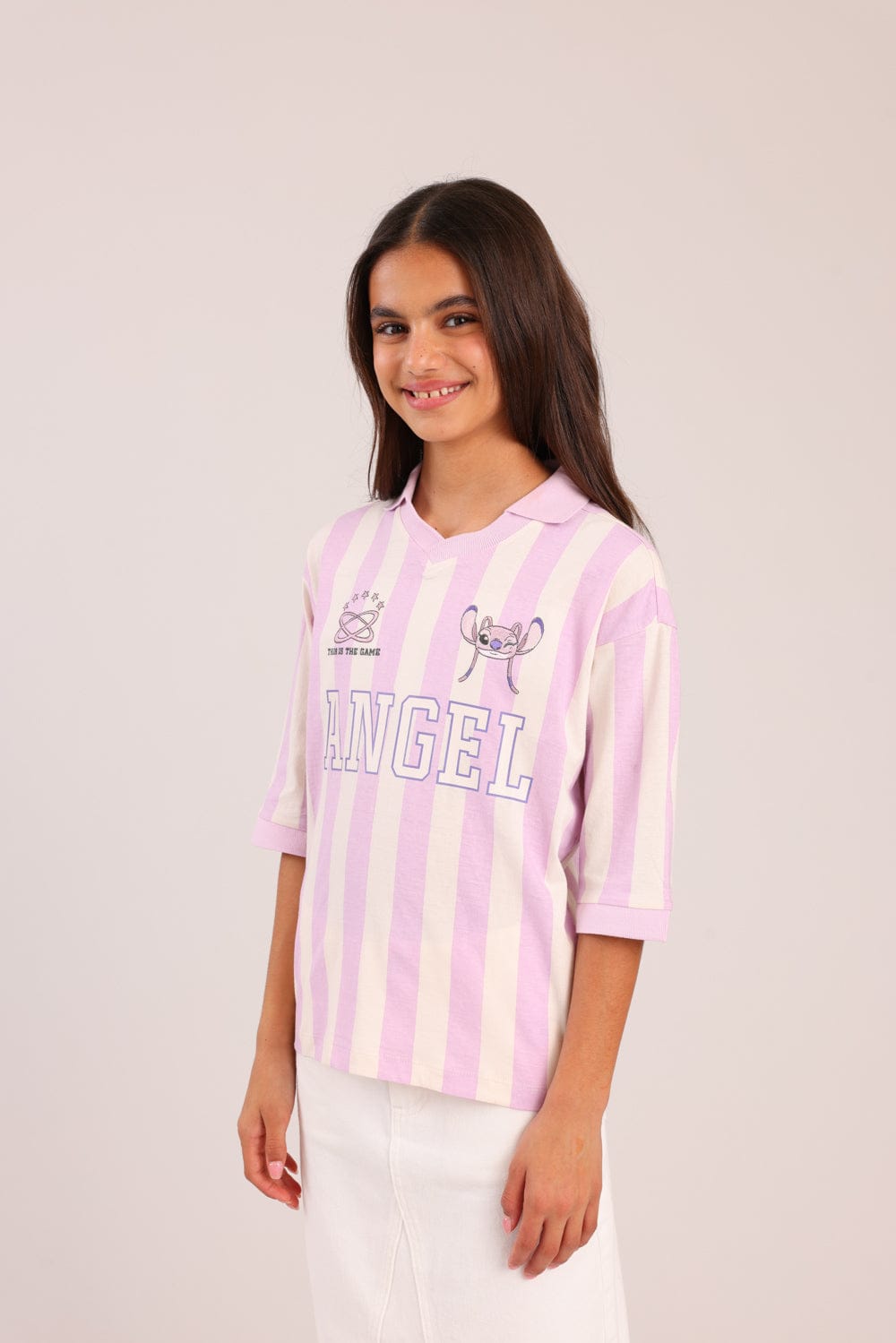 FOX בנות חולצה קצרה חולצה ממותגת סטיץ' דיסני חולצה ממותגת סטיץ' דיסני