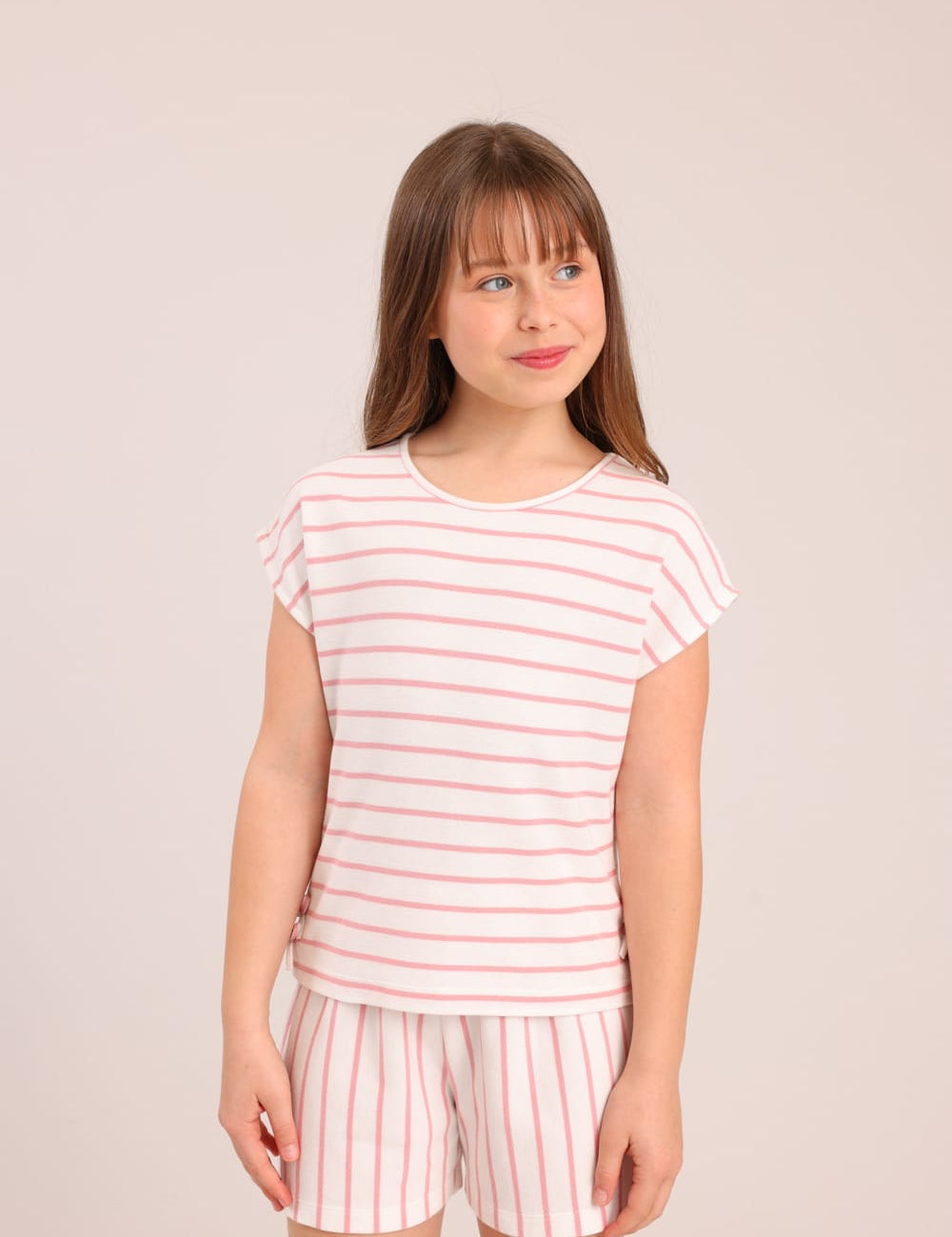 FOX בנות חולצה קצרה חולצה עם פסים חולצה עם פסים