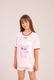 FOX בנות חולצה קצרה חולצה ממותגת אנג'ל דיסני חולצה ממותגת אנג'ל דיסני