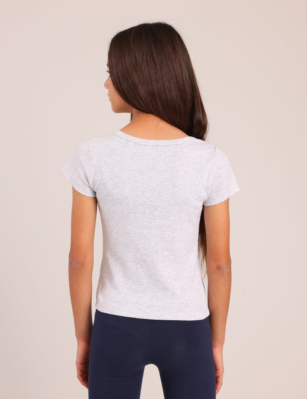 FOX בנות חולצה קצרה טישרט בייסיק צווארון עגול טישרט בייסיק צווארון עגול