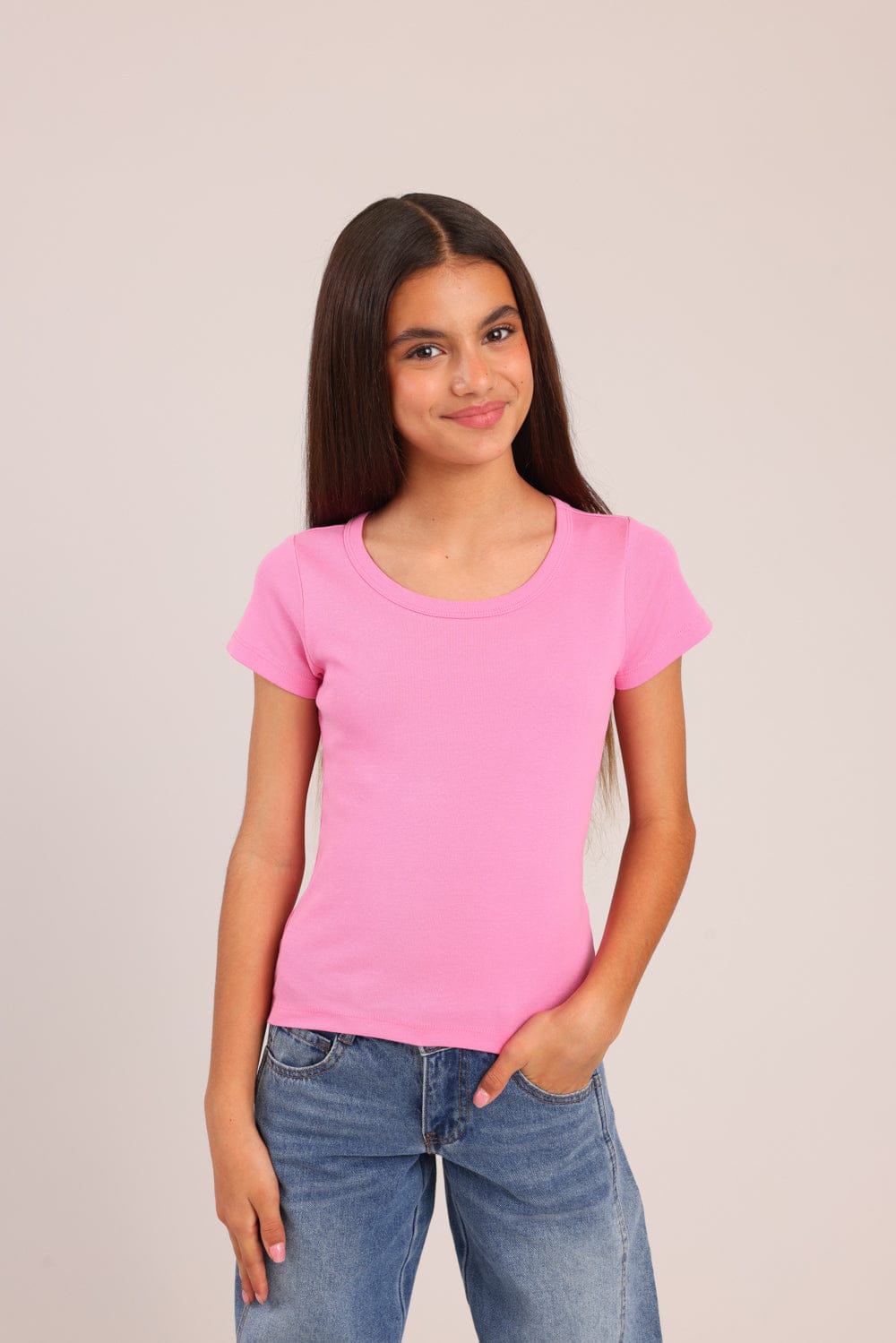 FOX בנות חולצה קצרה חולצת בייסיק קצרה חולצת בייסיק קצרה