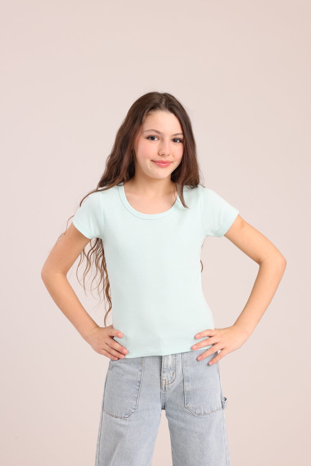 FOX בנות חולצה קצרה חולצת בייסיק קצרה חולצת בייסיק קצרה