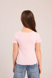 FOX בנות חולצה קצרה חולצת ריב חולצת ריב