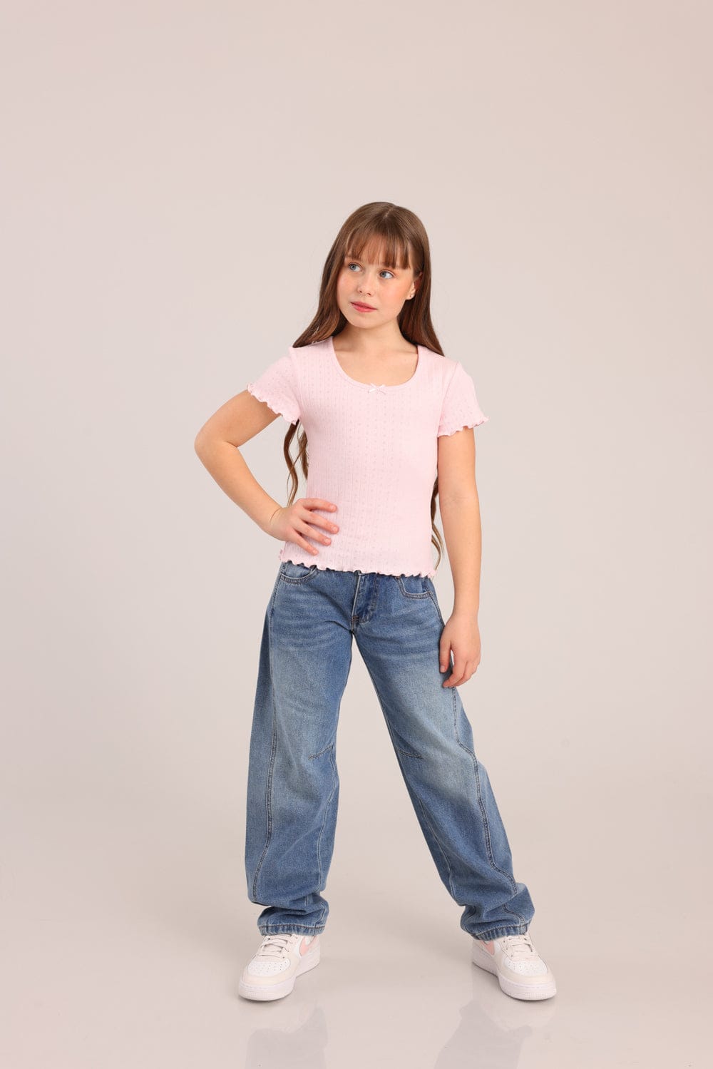 FOX בנות חולצה קצרה חולצת ריב חולצת ריב