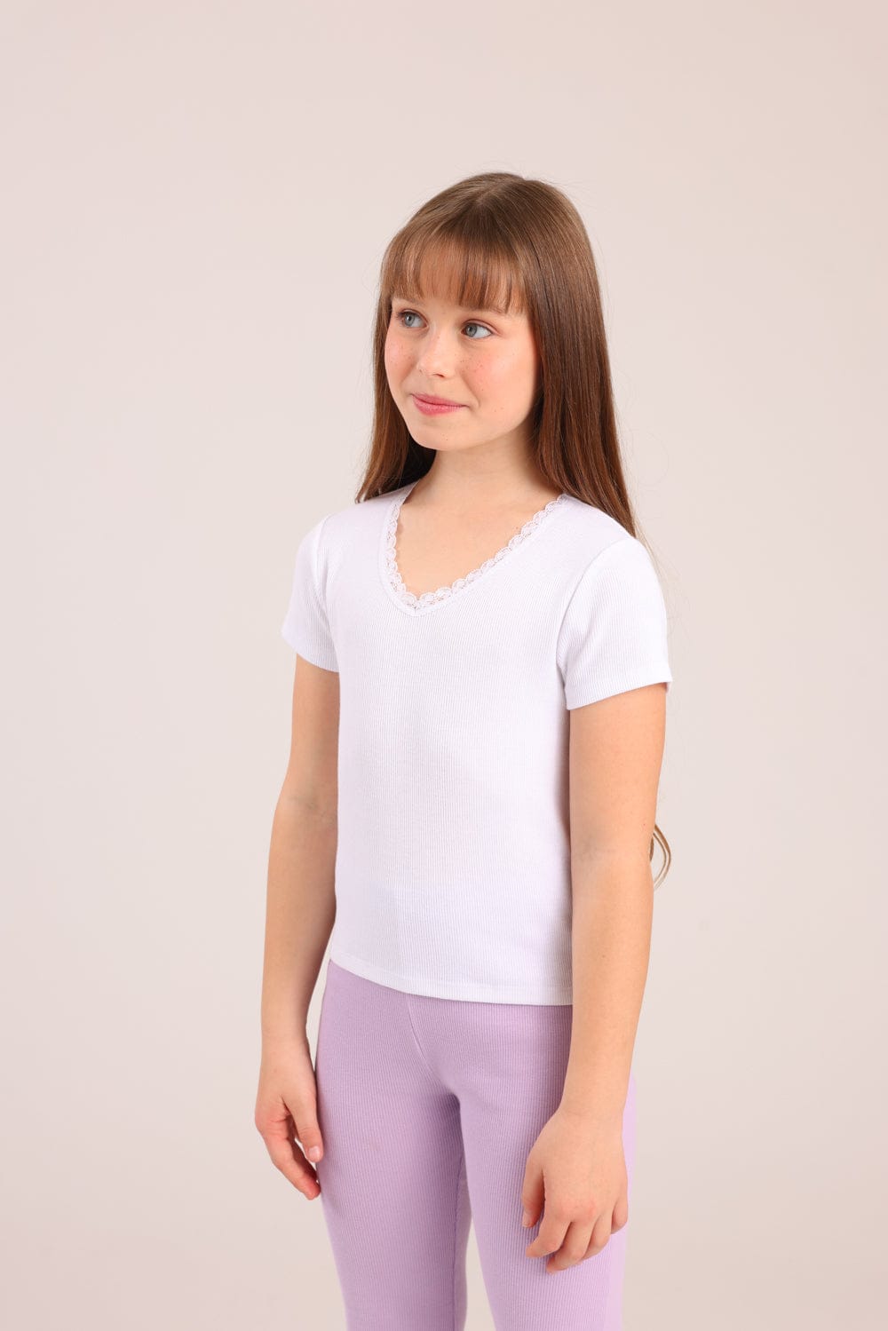 FOX בנות חולצה קצרה חולצת ריב חולצת ריב