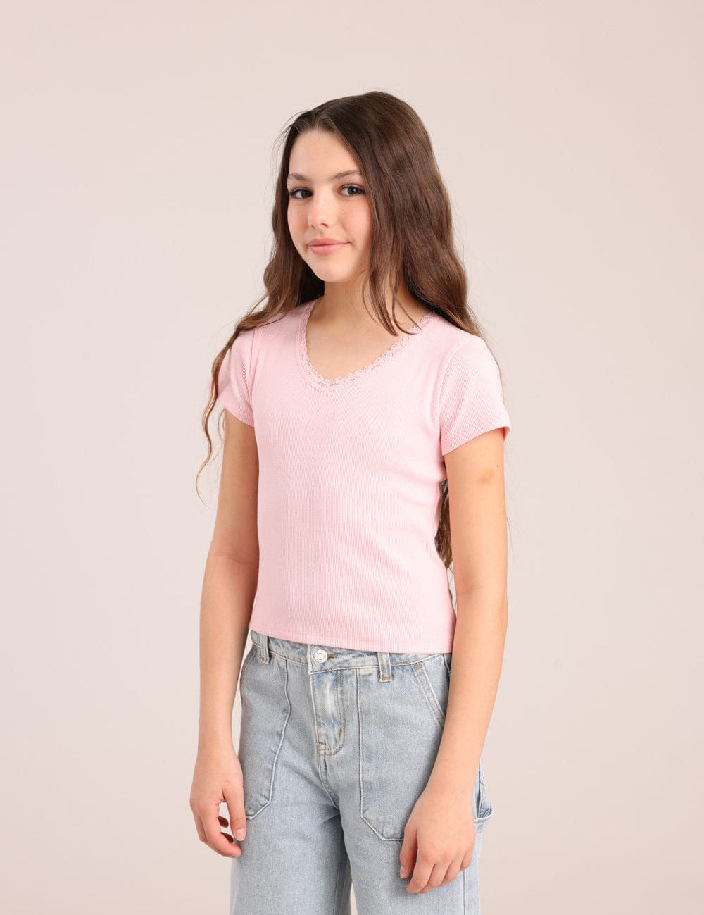 FOX בנות חולצה קצרה חולצת ריב חולצת ריב