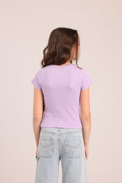 FOX בנות חולצה קצרה חולצת ריב ממותגת סטיץ' דיסני חולצת ריב ממותגת סטיץ' דיסני