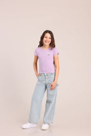 FOX בנות חולצה קצרה חולצת ריב ממותגת סטיץ' דיסני חולצת ריב ממותגת סטיץ' דיסני