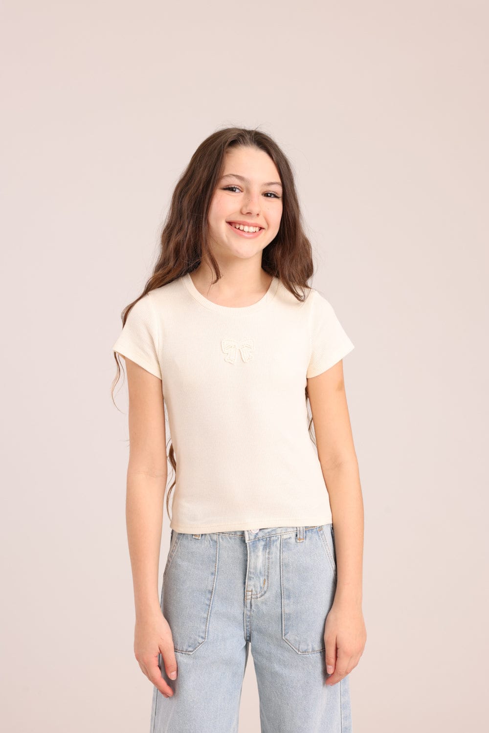 FOX בנות חולצה קצרה חולצת ריב עם הדפס חולצת ריב עם הדפס