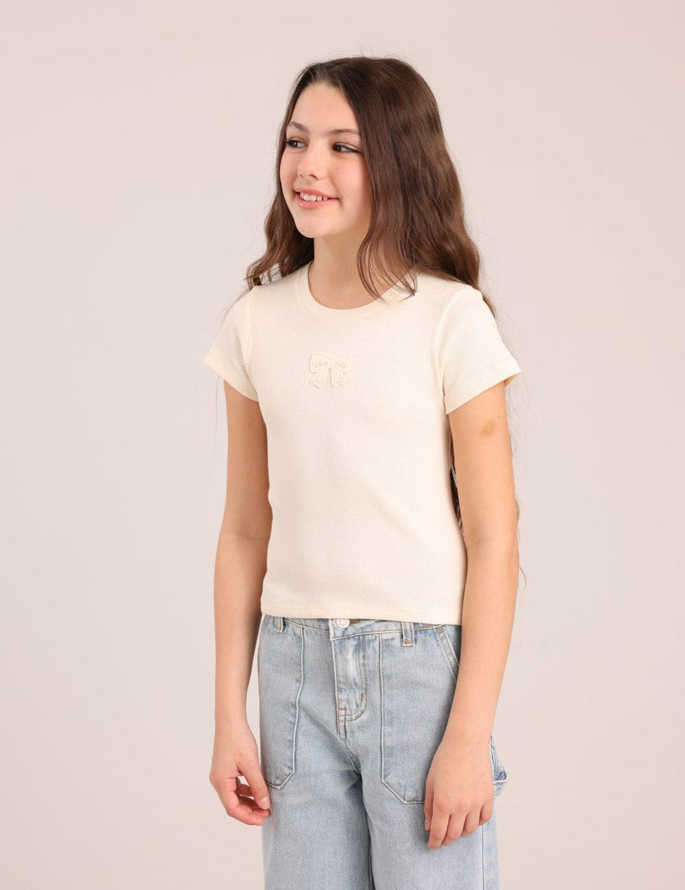 FOX בנות חולצה קצרה חולצת ריב עם הדפס חולצת ריב עם הדפס