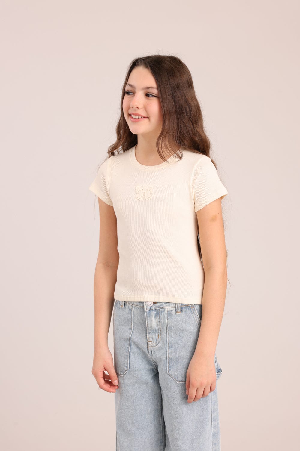 FOX בנות חולצה קצרה חולצת ריב עם הדפס חולצת ריב עם הדפס