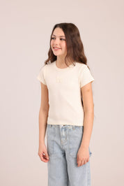 FOX בנות חולצה קצרה חולצת ריב עם הדפס חולצת ריב עם הדפס