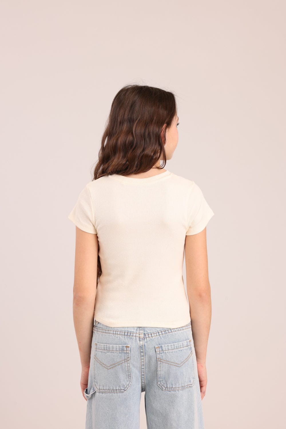 FOX בנות חולצה קצרה חולצת ריב עם הדפס חולצת ריב עם הדפס