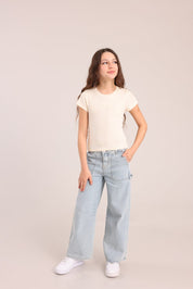 FOX בנות חולצה קצרה חולצת ריב עם הדפס חולצת ריב עם הדפס