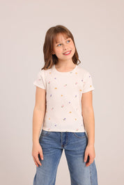 FOX בנות חולצה קצרה חולצת ריב עם הדפס חולצת ריב עם הדפס