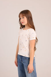 FOX בנות חולצה קצרה חולצת ריב עם הדפס חולצת ריב עם הדפס