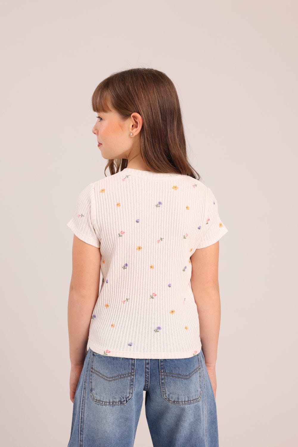 FOX בנות חולצה קצרה חולצת ריב עם הדפס חולצת ריב עם הדפס