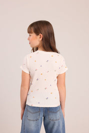 FOX בנות חולצה קצרה חולצת ריב עם הדפס חולצת ריב עם הדפס