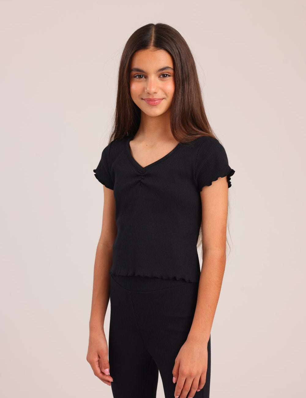 FOX בנות חולצה קצרה חולצת ריב חולצת ריב