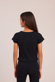 FOX בנות חולצה קצרה חולצת ריב חולצת ריב