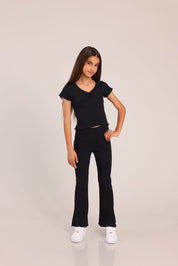 FOX בנות חולצה קצרה חולצת ריב חולצת ריב