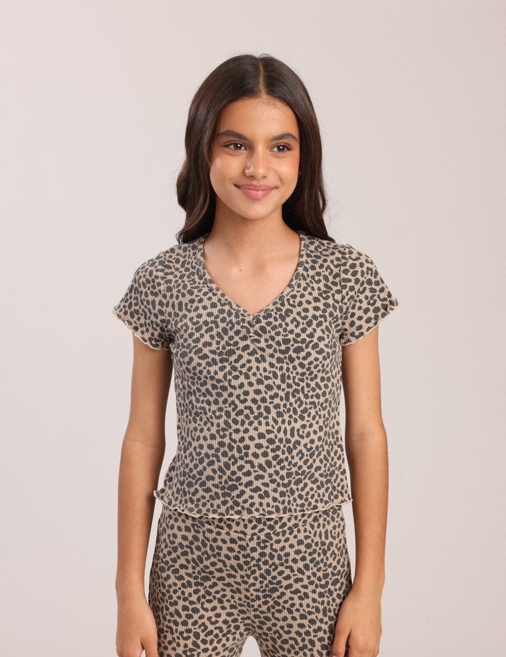 FOX בנות חולצה חולצת ריב עם הדפס חולצת ריב עם הדפס