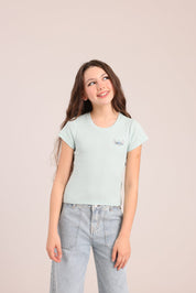 FOX בנות חולצה קצרה חולצת ריב ממותגת סטיץ' דיסני חולצת ריב ממותגת סטיץ' דיסני