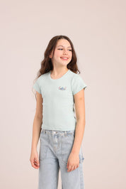 FOX בנות חולצה קצרה חולצת ריב ממותגת סטיץ' דיסני חולצת ריב ממותגת סטיץ' דיסני